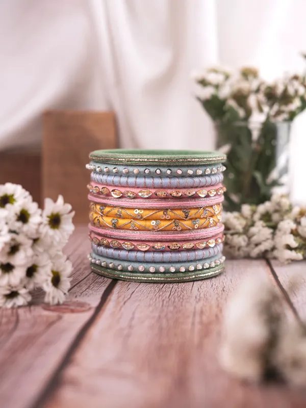 Menuka Soft Pastel Multicolour Thin Bangles